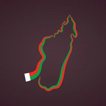 Madagascar  Flag Ribbon Map Stock Illustration