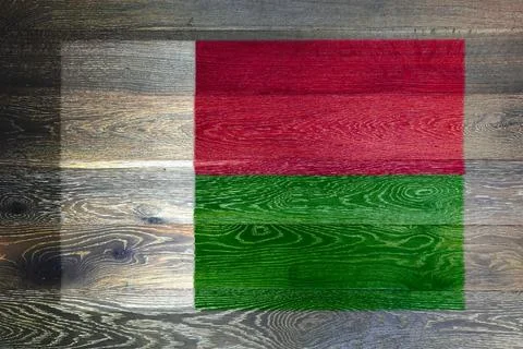 Madagascar flag on rustic old wood Stock Illustration