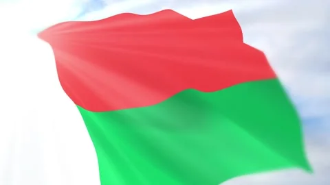 Madagascar Flag Seamless Loop 4k 60fps on Sky Background Stock Footage 340617263