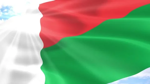 Madagascar Flag Seamless Loop 4k 60fps on Sky Background Stock Footage 341564123