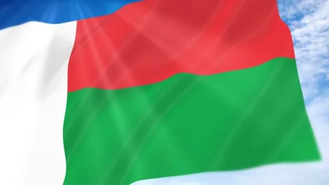Madagascar Flag Seamless Loop 4k 60fps on Sky Background 動画素材 341675092