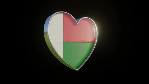 Madagascar Flag in the Shape of 3D Heart. Video stock 135017332