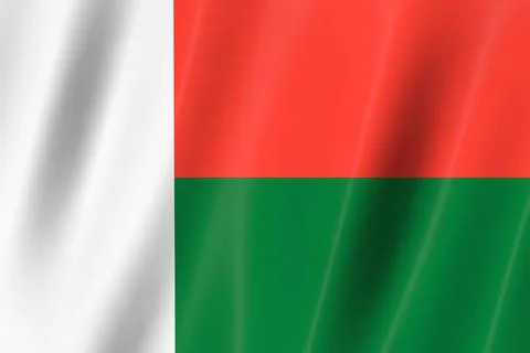 Madagascar flag of silk-3D panoramic  illustration Stock Illustration