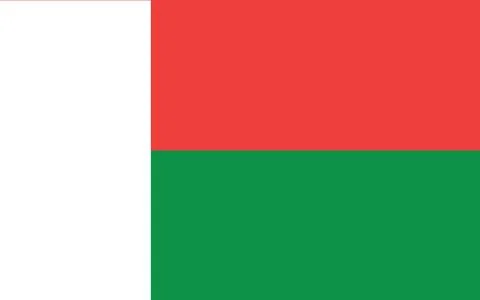 Madagascar flag vector graphic. Rectangle Malagasy flag illustration. Madagas Illustrazione stock
