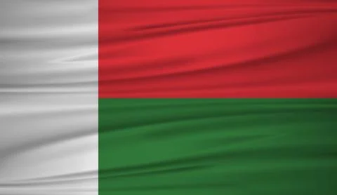 Madagascar flag vector. Vector flag of madagascar blowig in the wind. Madagas Stock Illustration