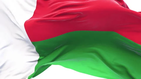 Madagascar flag waving and swirling, looping Close-up camera angle. Video stock 320996341