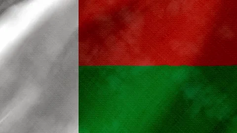 Madagascar flag waving background with real fabric texture Stockbeeldmateriaal 291916717