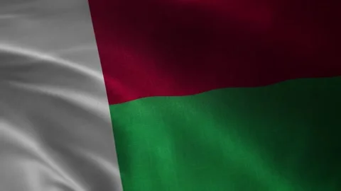 Madagascar flag waving closeup with red green and white fields, patriotic fabric Stock-Footage 339547732