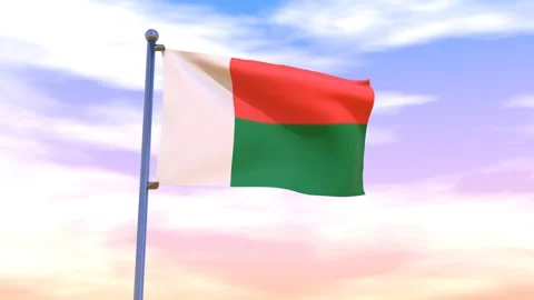 Madagascar Flag waving in the high wind Video stock 154711523