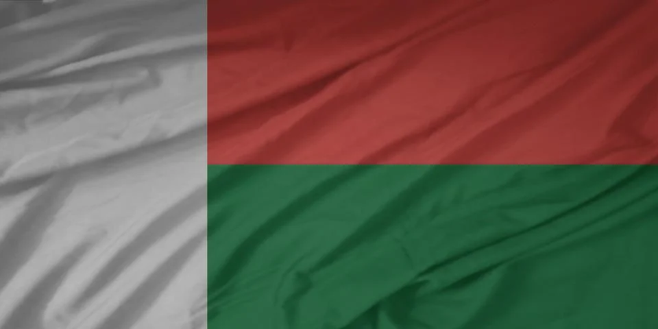 Madagascar Flag waving in the smooth wind Stock Photos