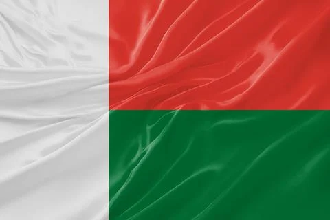 Madagascar Flag Waving Textures Silk Background Stock Illustration