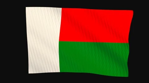 Madagascar flag waving in the wind on a black background Stock Footage 343212550