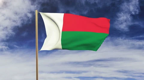 Madagascar flag waving in the wind. Green screen, alpha matte. Loopable Stock Footage 48907176