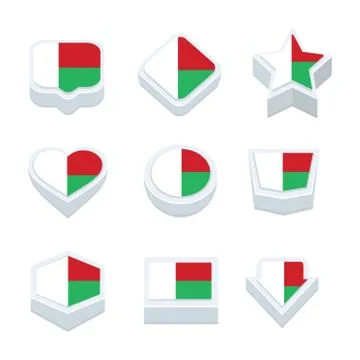 Madagascar flags icons and button set nine styles Stock Illustration