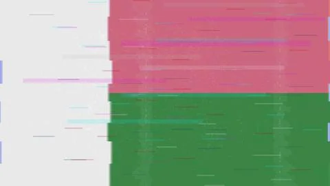 Madagascar Glitch Flag Vector - RGB Split Digital Video Frame Design Stock Illustration