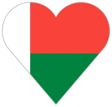 Madagascar heart-shaped flag Stock Illustration