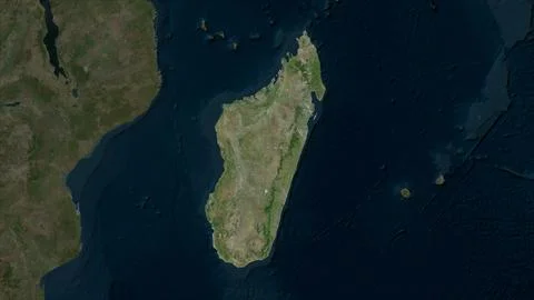 Madagascar highlighted on a high resolution satellite map Stock Illustration