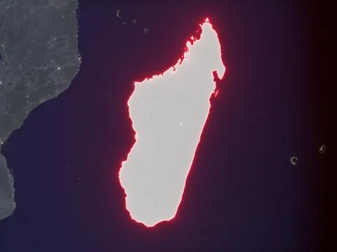 Madagascar highlighted on night map Stock Illustration