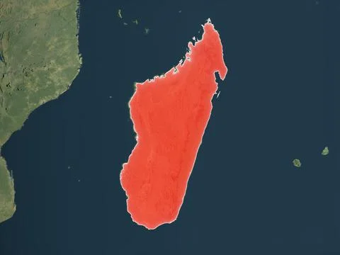 Madagascar highlighted on realistic map Stock Illustration