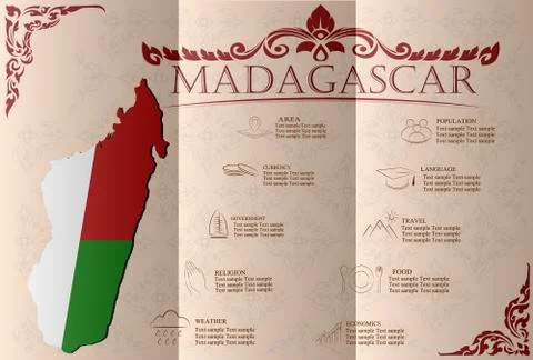 Madagascar, infographics, statistical data, sights. Vector illustration Stock Illustration