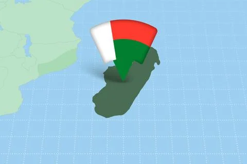 Madagascar Location Highlighted on African Map with Flag Icon. Stock Illustration