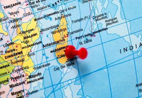 Madagascar Location on World Map Stock Photos