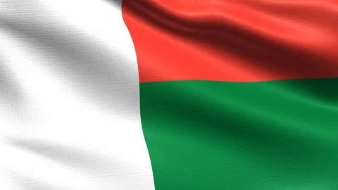 Madagascar Looping Flag 4K, Seamless looping with highly detailed fabric texture Stock Footage 106595296