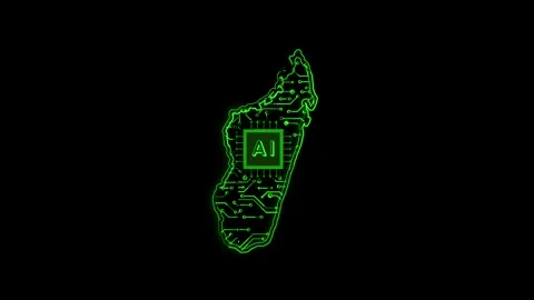 Madagascar Map AI Chipset Technology Opener Vídeo Stock 337081856