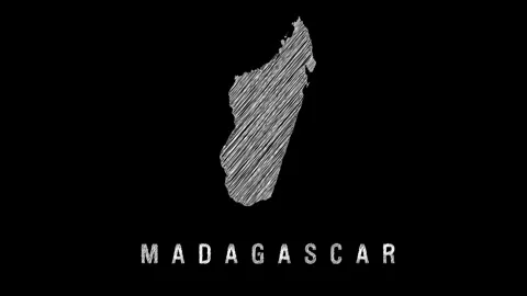 Madagascar map appearing with sketch effect on black background Stock Footage 318598293