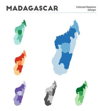 Madagascar map collection. Borders of Madagascar for your infographic. Colo.. 스톡 일러스트