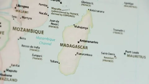 Madagascar on a Map (with Defocus) Stock Footage 90071325