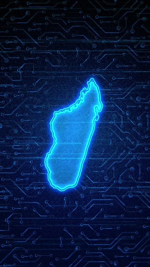 Madagascar Map Digital Technology Opener Stock Footage 336313097