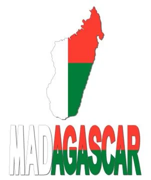 Madagascar map flag and text illustration Stock Illustration