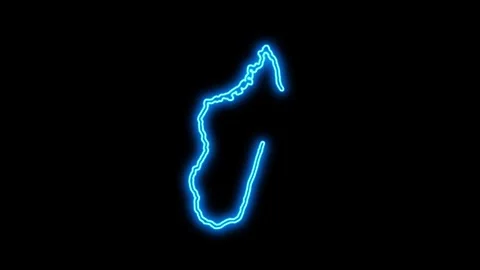 Madagascar Map Outline Neon Lights Video stock 332850024