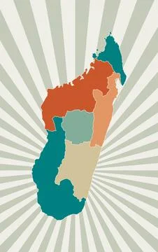 Madagascar map. Poster with map of the country in retro color palette. Shap.. Stock Illustration