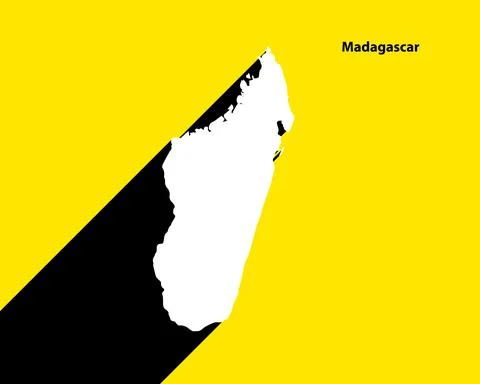 Madagascar Map on retro poster with long shadow Stock Illustration