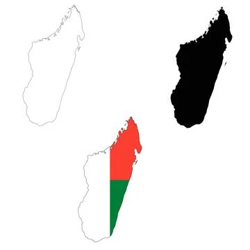 Madagascar map on white background. black outline Madagascar map. flat style. Stock Illustration