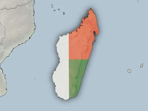 Madagascar with national flag Stock Illustration