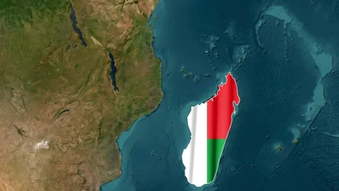 Madagascar  new map with flag Stock Footage 294085312