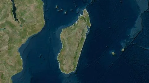 Madagascar outlined on a high resolution satellite map Stock Illustration