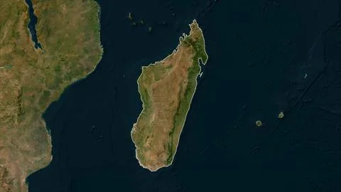 Madagascar outlined on a low resolution satellite map Stock Illustration