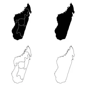 Madagascar Region Outline and Solid Fill Map Set. 스톡 일러스트