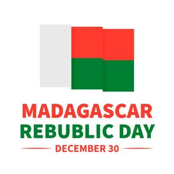 Madagascar Republic Day lettering with flag isolated on white. National holid Stock Illustration