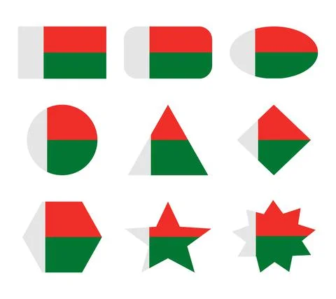 Madagascar set of flags with geometric shapes 스톡 일러스트