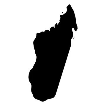 Madagascar - solid black silhouette map of country area. Simple flat vector Stock Illustration