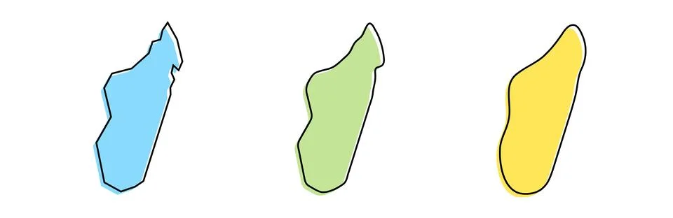 Madagascar vector country map in three levels of smoothness Stock Illustration