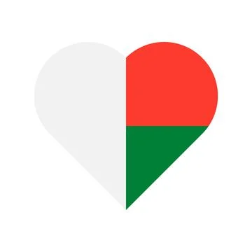 Madagascar vector flag heart on white background Stock Illustration