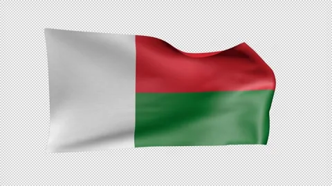 Madagascar Waving Flag Transparent Alpha Video stock 274433850