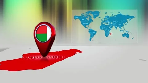 Madagascar World Map Pin Location Background Loop 4k Stock Footage 341771673