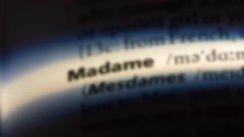 Madame word in a dictionary. Stock Footage 99563161